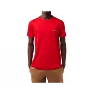 NEW LACOSTE short sleeve crew neck pima cotton jersey t-shirt in red